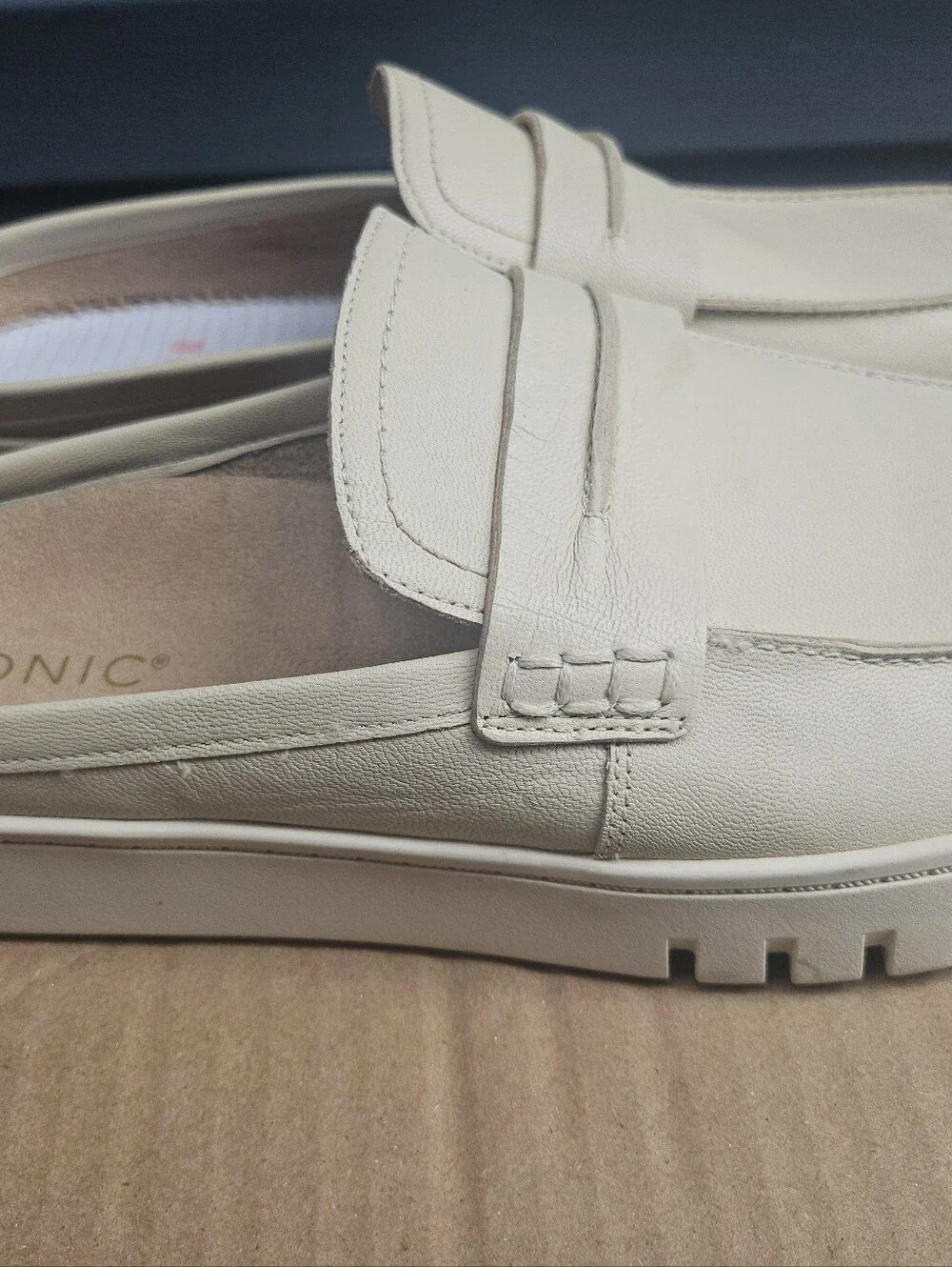 Vionic Men's Slip-On Penny Loafers in Cream